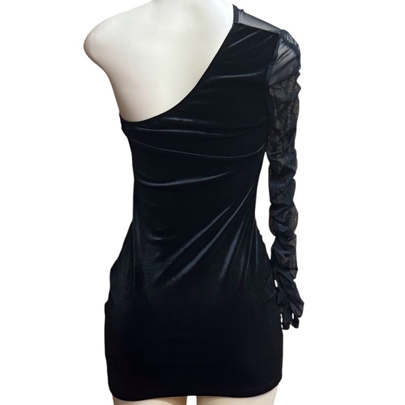 SHEIN.   Black Asymmetrical One-Shoulder Mini Dress - Picture 2 of 2